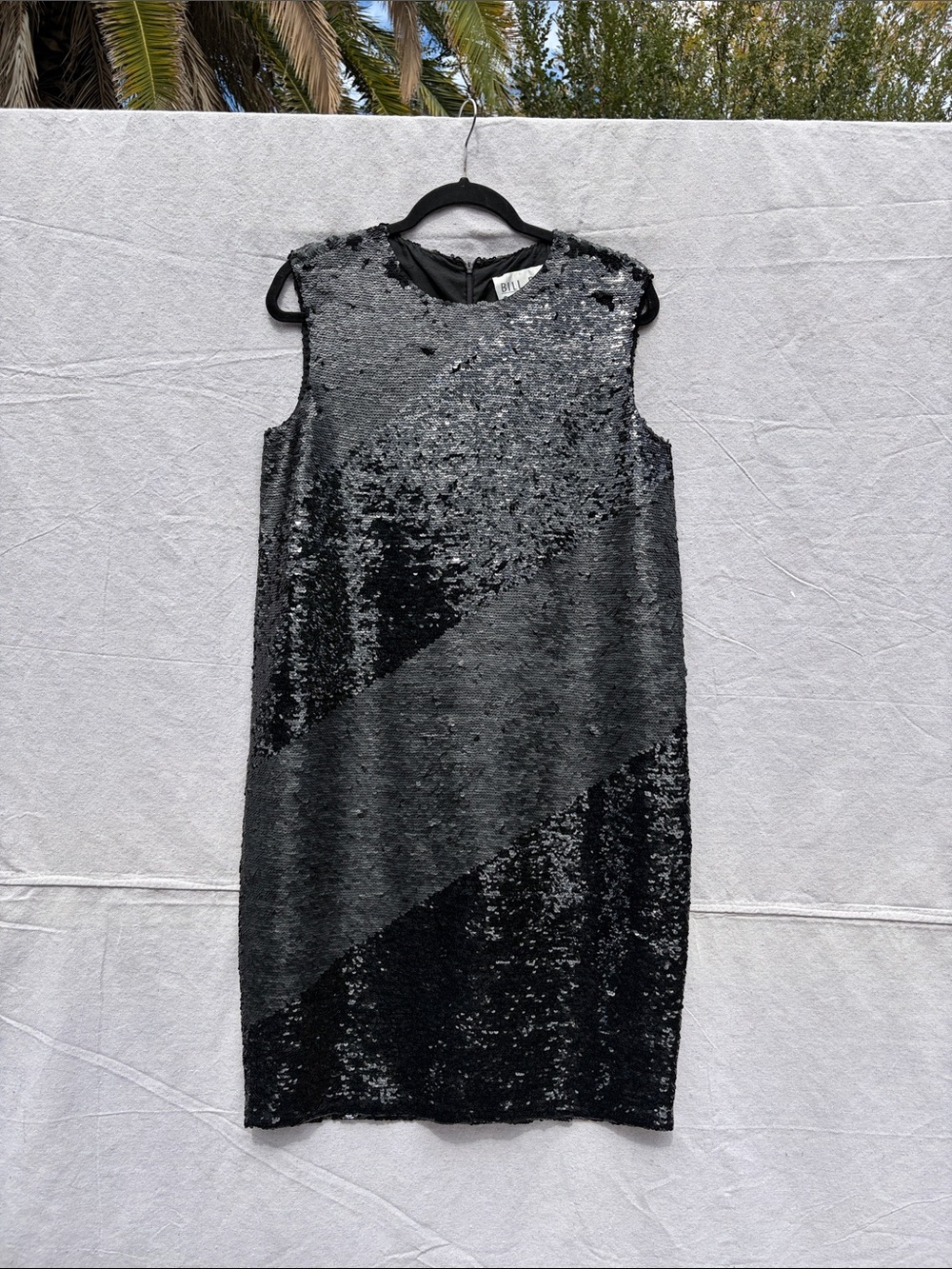 Sleeveless Black Sequin Shift Dress